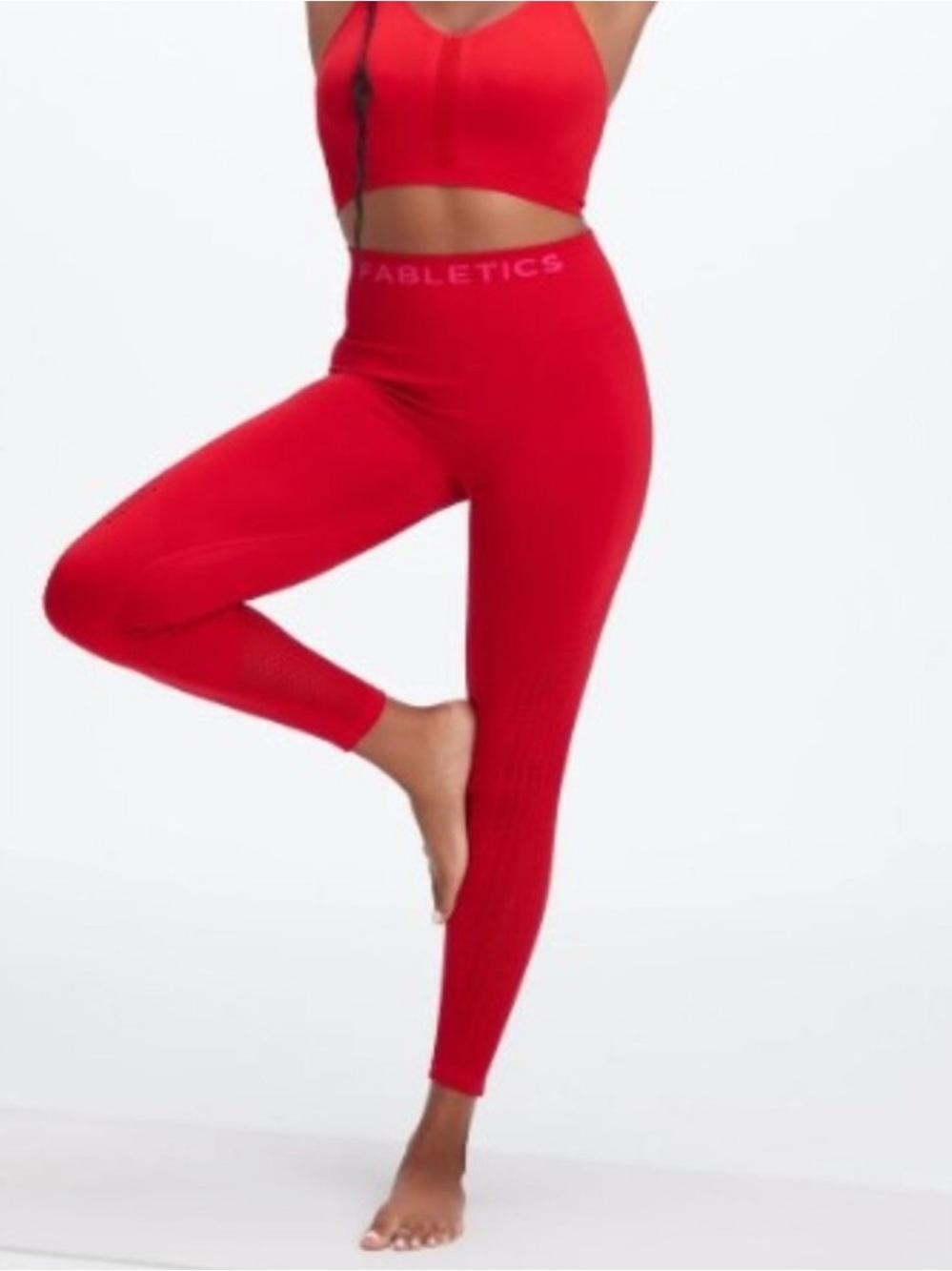 Fabletics Sync Seamless High-Waisted Vibrant Red 7/8 Leggings Sz M